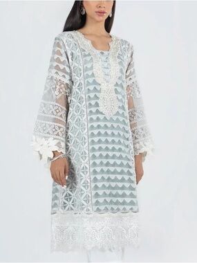 Sana Safinaz Embroidered Net Tunic + Slip — Size XL — NWT